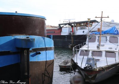 Péniches , bateau, barque amarès au port fluvial des Dorignies